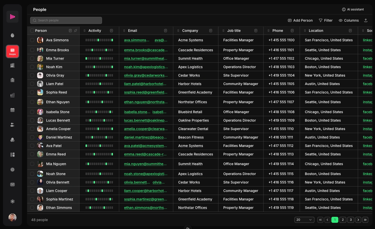 Neyton.ai customer history with contact and property details